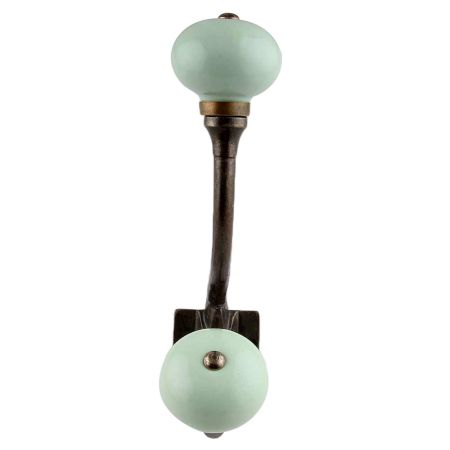 Sage Green Ceramic Antique Iron Hooks